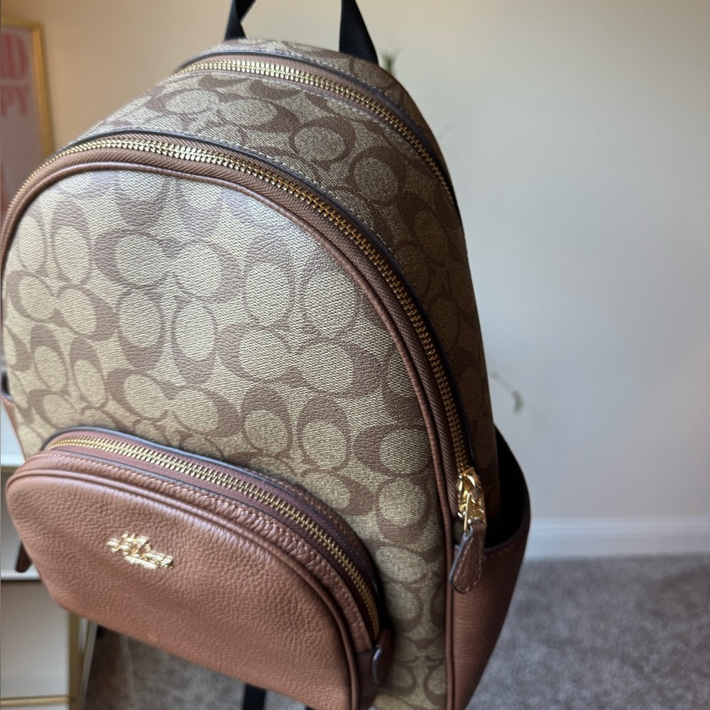 Coach Signature Brown and Tan Backpack
